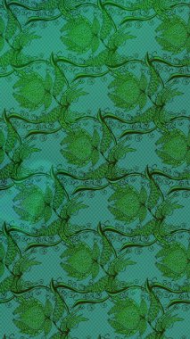 Yeşil ve mavi renkte çiçekler. Düz Çiçek Elementleri Tasarımı. Renkli Bahar Teması eskiz kalıbı. Raster illüstrasyonunda çiçek deseni çizimi.