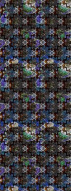 Raster cute pattern in small flower. Motley illustration. The elegant the template for fashion prints. Small colorful flowers. Spring floral background with black and gray flowers.