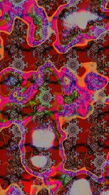 Kabile sanatı boho baskısı, klasik çiçek arkaplanı. Arkaplan dokusu, duvar kağıdı, kahverengi ve kırmızı renkli çiçek teması. Soyut etnik raster çizim kalıbı.