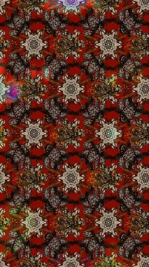 Çiçek ve yapraklı çiçek deseni. Raster illüstrasyonu. Küçük çiçekli şirin desen.