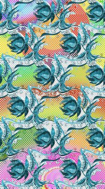 The elegant the template for fashion prints. Amazing hand floral pattern with bright colorful flowers and leaves on a blue, neutral and gray colors. Folk style. Modern floral background.