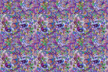 Yazdır. Güzel kumaş deseni. Düz Çiçek Elementleri Tasarımı. Renkli Yaz Temalı Kusursuz Arkaplan. Güzel, pürüzsüz bir desen. Raster çiçekli arka plan.