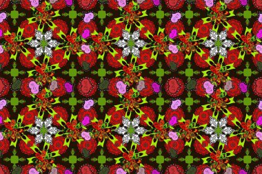 Şirin seamless modeli. Raster çiçek arka plan. Yazdırın. Şirin kumaş deseni. Yaz tema Dikişsiz desen arka plan rengi. Düz çiçek öğeleri tasarım.