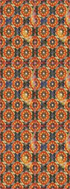 Kahverengi ve turuncu renklerde altın tekrarlayan elementlerle soyut arkaplan. Kusursuz oryantal klasik altın desen.