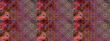 Floral collage. Floral background. Nice pattern in the small flower. -brown and purple flowers. Flower composition. Raster pattern. Nature.