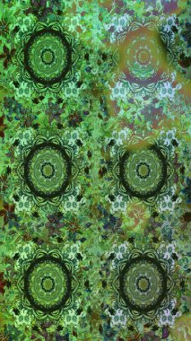 Sketch pattern with colorful paisley, green and gray flowers and decorative elements. For print on fabric, textiles, wallpaper. Raster illustration. Vintage retro style. Sketch background.