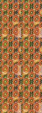 Damask arkaplanı. Kahverengi ve turuncu renklerde altın element. Altın çiçekli, pürüzsüz desen. Barok tarzında altın çiçekli süs..