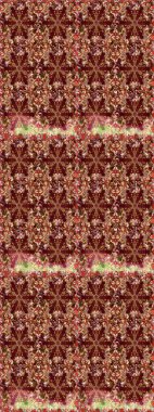 Renkli Yaz Temalı eskiz kalıbı. Raster illüstrasyonundaki çiçek desenli çizim. Düz Çiçek Elementleri Tasarımı. Kahverengi ve kırmızı renkte çiçekler.