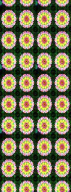 Süslü kumaş deseni. Raster illüstrasyonundaki çiçek desenli çizim. Renkli Bahar Teması eskiz kalıbı. Düz Çiçek Elementleri Tasarımı.