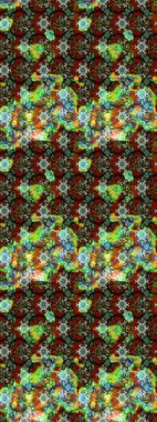 Raster düz çiçek çizim deseni. Hediye ambalaj kağıdı, tebrik kartları, posterler ve pankart tasarımı. Yeşil ve kahverengi renkte çiçekler.