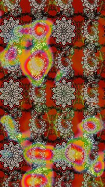 Kahverengi ve gri renkli çiçekler. Renkli Yaz Temalı eskiz kalıbı. Raster Illustrasyon 'daki Çiçek Deseni' nin son moda çizimi. Düz Çiçek Elementleri Tasarımı.