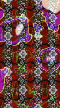 Flowers on gray and red colors. Gentle, summer floral background. Raster floral pattern in doodle style with flowers.