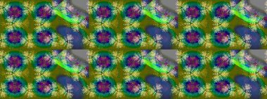 Raster. Güzel suluboya çiçekler, parlak resimler ilham verici yeşil ve mavi çiçek desenli kusursuz arka plan..