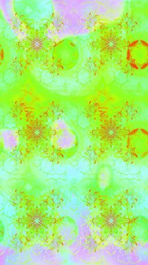 Yeşil renkli çiçekler. Çiçek süslemeli çizim deseni. Raster illüstrasyonu.