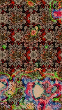 Çiçekli karalama şeklinde Raster çiçek deseni. Bej ve kahverengi renkli çiçekler. Yumuşak, bahar çiçekli arka plan.