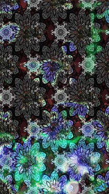 Parlak çiçekli kolaj çiçekleri gri ve siyah. Çiçekli zambakların eskiz geçmişi. Çiçek tasarımı için inanılmaz kolaj cennet tarzı..