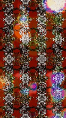 Düz Çiçek Elementleri Tasarımı. Raster Illustrasyon 'daki Çiçek Deseni' nin son moda çizimi. Renkli Yaz Temalı eskiz kalıbı. Güzel kumaş deseni.