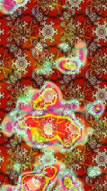 Flowers on brown and red colors. Raster illustration. Colour Spring Theme sketch pattern Background. Flat Flower Elements Design. Sketch floral pattern with flowers, watercolor.