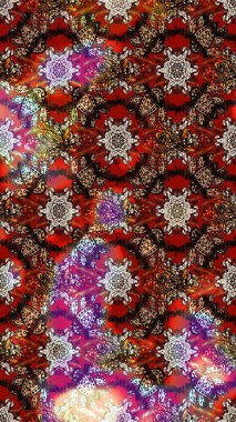 Raster illüstrasyonu. Kahverengi ve kırmızı renklerde bahar çiçekleri. Yaprak ve çiçeklerin suluboya resmi, kahverengi ve kırmızı renklerin çizim şekli.