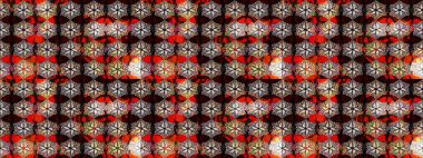 Raster illüstrasyonu. Çiçekli karalama şeklinde Raster çiçek deseni. Yumuşak, bahar çiçekleri kahverengi ve siyah renklerde.