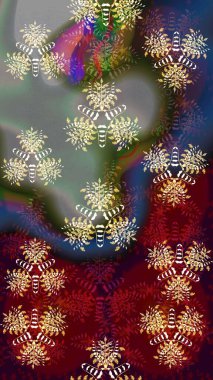 Raster illüstrasyonu. Küçük çiçekteki sevimli çiçek deseni. Nazik, yaz çiçekleri kahverengi ve kırmızı renklerde. Raster deseni.