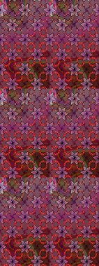 Kahverengi ve mor renkli çiçekler. Hediye ambalaj kağıdı, tebrik kartları, posterler ve pankart tasarımı. Raster düz çiçek çizim deseni.