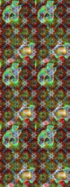 Çiçekli karalama şeklinde Raster çiçek deseni. Yeşil ve kahverengi renkli çiçekler. Yumuşak, bahar çiçekli arka plan.