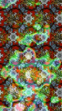 Raster suluboya çiçek deseni, narin çiçekler, yeşil ve kahverengi çiçekler, tebrik kartı şablonu. Güzel kumaş deseni.