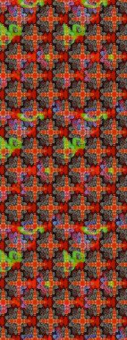 Colour Spring Theme sketch pattern Background. Flowers on red and brown colors. Sketch floral pattern with flowers, watercolor. Raster illustration. Flat Flower Elements Design.