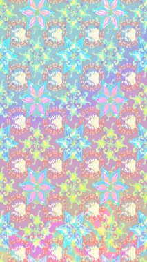 Renkli Bahar Teması eskiz kalıbı. Çiçek deseni. Düz Çiçek Elementleri Tasarımı. Raster illüstrasyonu. Chichi kumaş deseni çiz.