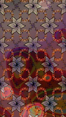 Düz Çiçek Elementleri Tasarımı. Kahverengi ve bej renkli çiçekler. Raster illüstrasyonundaki çiçek desenli çizim. Renkli Bahar Teması çizim şablonu.