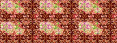 Raster illüstrasyonundaki çiçek desenli çizim. Kırmızı ve kahverengi renkte çiçekler. Düz Çiçek Elementleri Tasarımı. Renkli Bahar Teması çizim şablonu.