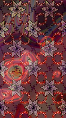 Hediye ambalaj kağıdı, tebrik kartları, posterler ve pankart tasarımı. Raster düz çiçekleri pürüzsüz desen. Kahverengi ve kırmızı renkte çiçekler.