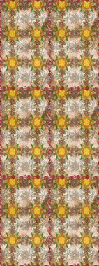 Bej ve kahverengi renkli çiçekler. Raster düz çiçek çizim deseni. Tasarım hediye paketi, tebrik kartları, posterler ve afiş tasarımı.