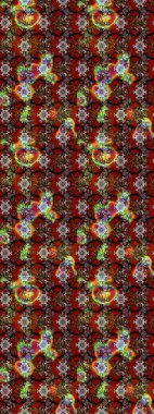 Moda baskıları için zarif bir şablon. Modern çiçek arkaplanı. Halk tarzı. Parlak renkli çiçekleri olan ve kahverengi ve kırmızı renkte yaprakları olan inanılmaz bir çiçek deseni..