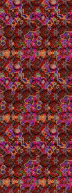 Düz Çiçek Elementleri Tasarım Raster illüstrasyonu. Çiçekli çiçek deseni, suluboya. Kahverengi ve kırmızı renkte çiçekler. Renkli Bahar Teması çizim kalıbı..