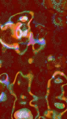 Sevimli çiçek raster deseni. Kırmızı ve kahverengi renkte çiçekler. Renkli Bahar Teması eskiz kalıbı. Düz Çiçek Elementleri Tasarımı.