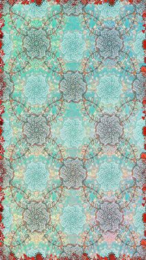 Şekillendirilmiş çiçeklerle kusursuz desen. Çiçek deseni duvar kağıdı, desen dolguları ve web sayfası arka planı için kullanılabilir. Süslü zentangılsız desen, soyut çiçeklerle süslenmiş..