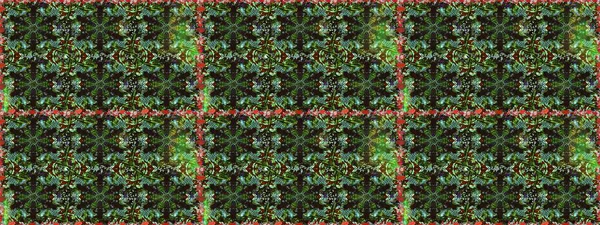 Sketch flowers pattern. In asian textile style. Raster illustration. Flowers on green and gray colors. Raster illustration.