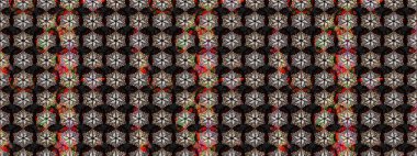 Sevimli çiçek raster deseni. Düz Çiçek Elementleri Tasarımı. Renkli Yaz Temalı eskiz kalıbı. Siyah ve kahverengi renkte çiçekler.