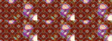 Kahverengi ve kırmızı renkte çiçekler. Raster illüstrasyonunda çiçek deseni çizimi.