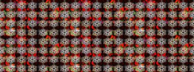 Kahverengi ve siyah renklerde bahar çiçekleri. Raster illüstrasyonu. Raster çiçek desenli ve çiçekli..