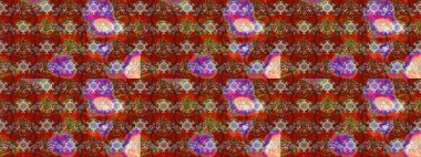 Kahverengi ve kırmızı renklerde. Raster illüstrasyonu. Çiçek buketleriyle klasik tarzda eskiz deseni.