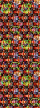 Çizim çiçek deseni duvar kâğıdı olarak kullanılabilir. Raster illüstrasyonu. Kahverengi ve kırmızı renkte çiçekler.