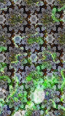 Flowers on gray and green colors. Hand drawn. Sketch pattern with flowers. Watercolor illustration.