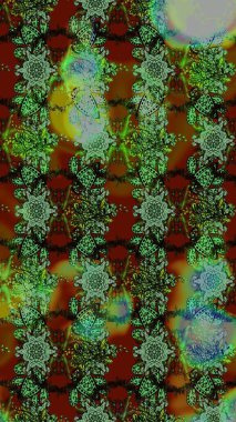 Cute flowers pattern with green and brown colors. Flat Flower Elements Design. Colour Spring Theme sketch pattern Background. Raster Fashionable fabric pattern.