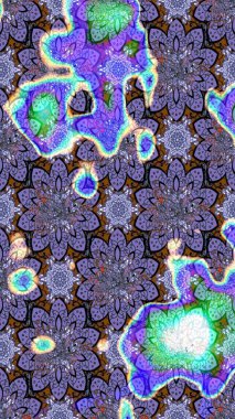 Asya tekstil tarzında. Mor ve mavi renkte çiçekler. Raster illüstrasyonu. Raster illüstrasyonu. Çiçek desenini çiz.