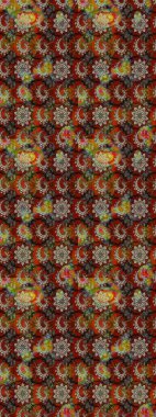 Dallı bahar çiçekleriyle desen, kahverengi ve çiçekli siluet bej renkler. Raster deseni.