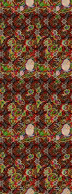 El çizimi. Çiçekli, yapraklı, çiçek desenli eskiz. Raster illüstrasyonu.