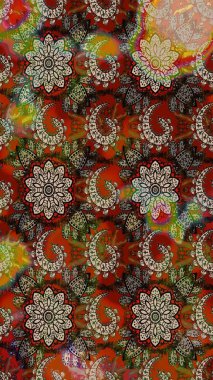 Tropik çiçekler. Kahverengi ve bej renkli çiçekler. Gömlek çizimi Arkaplan Deseni.